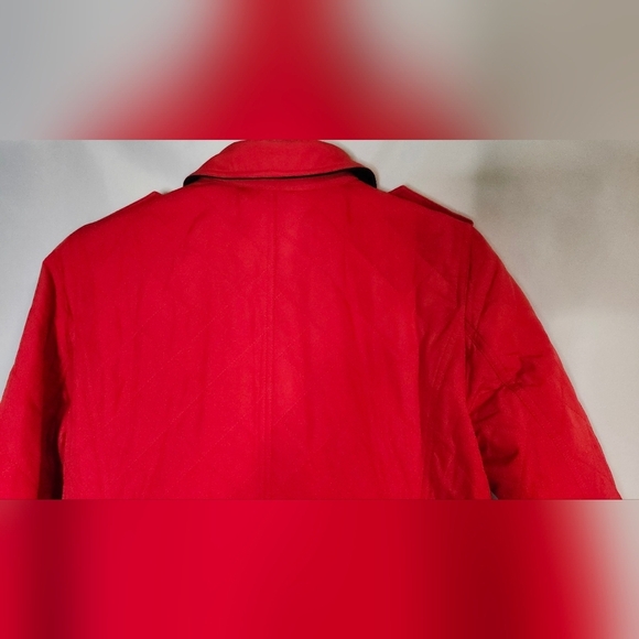 Talbots Jacket Women's Size Small Red Black Quilted Coat Corduroy Trim Classic - Picture 5 of 11
